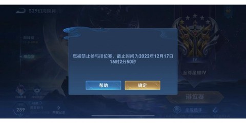 王者荣耀禁赛是什么意思